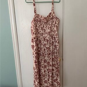 Old Navy Strapless Dress with Red Floral Design